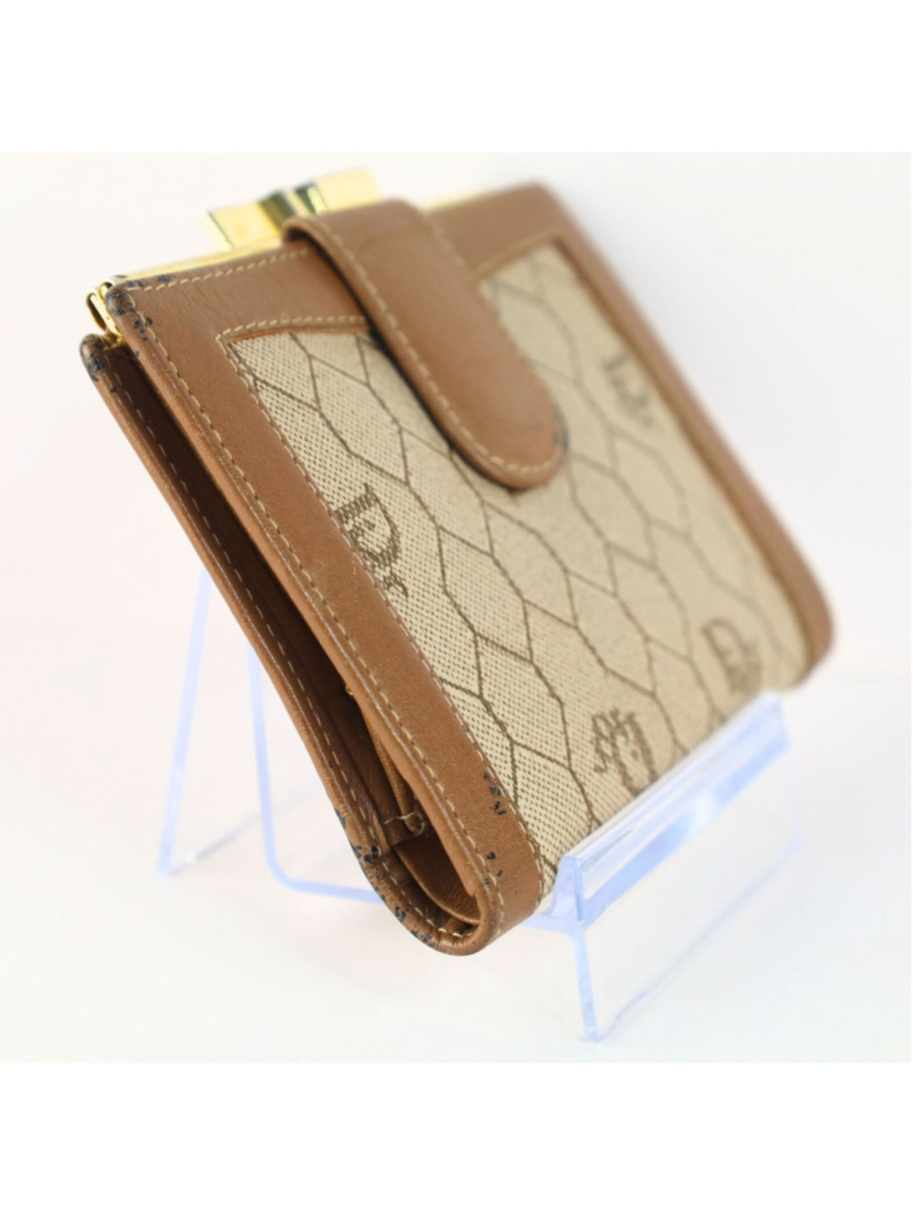 Vintage Christian Dior Honeycomb Brown Purse Wallet for Women - Picture 2 of 16